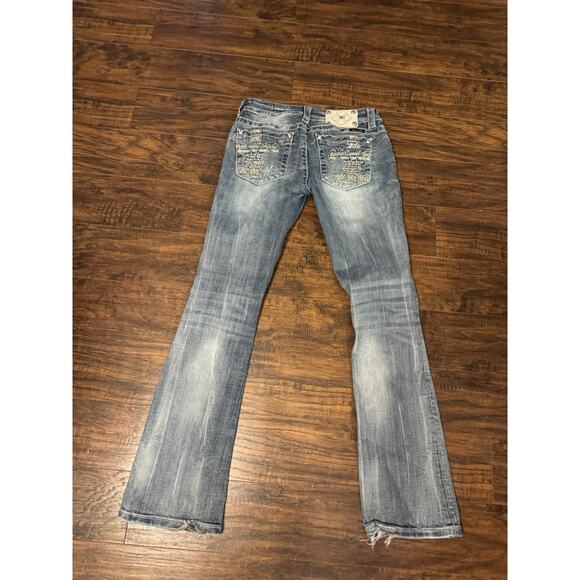 Miss Me Jeans Womens 28x33 Blue Signature Boot Bootcut Embellished - Picture 1 of 11